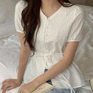 헤이즐 스트랩 코튼 블라우스 여름 여성 데일리룩 데이트룩