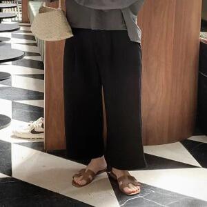 MADE 핀턱 크롭 와이드 밴딩 슬랙스 (one color)