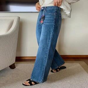 31417 중청 라이크라스판 일자와이드 데님 (one color) 히든밴딩