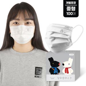 [PWX]여성용 가스파드 화이트마스크Q 중형(100매)