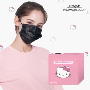 [PWX]여성용 헬로키티 블랙마스크Q 중형(100매)