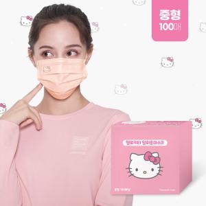 [PWX]헬로키티 코랄핑크마스크Q 중형(100매)