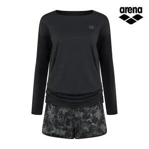 [아레나수영복] 아리아 레귤러핏 집업 래쉬가드 세트 A6BL1PS03BLK