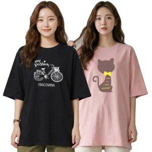 루즈핏 반팔티셔츠 오버핏 신상 프린팅 티셔츠/반팔티/여성티/빅사이즈