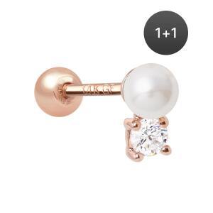 14K 골드필드핀 듀엣 여성 데일리 패션 심플 피어싱 1+1