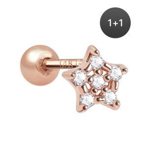 14K 골드필드핀 큐빅별 여성 데일리 패션 심플 피어싱 1+1