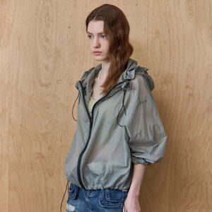 [MAXZA] 라이트 셔링 후드 스트링 윈드 점퍼