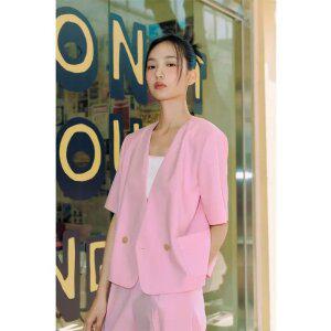 브이넥 폴리 원버튼 반팔자켓 AQ2WJ561