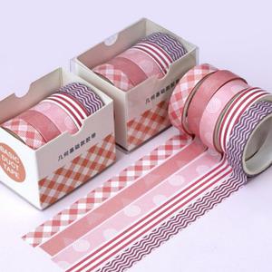 레드 마카롱 1cm 패턴 마스킹 테이프 5p 세트