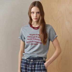 [MAXZA] 배색 라운드넥 메탈팁 레터링 반팔 티셔츠