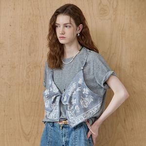 [MAXZA] 트위스트 반다나 뷔스티에 레이어드 티셔츠