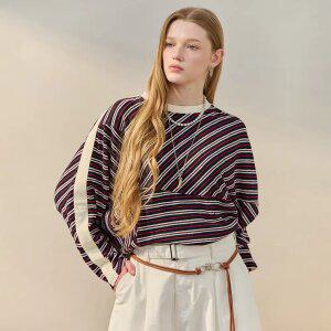 [MAXZA] 믹스 스트라이프 배색 티셔츠