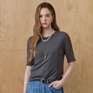 [MAXZA] 베이직 라운드넥 메쉬 반팔 티셔츠