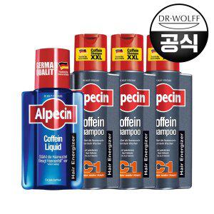[알페신 패키지] 알페신 카페인 샴푸 c1 375ml 3개 + 리퀴드 200ml (+쇼핑백 증정)