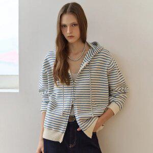 [MAXZA] 스트라이프 니트 후드 집업