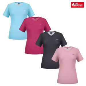 [레드페이스 본사] 여성 파러웨이도트브이넥하프우먼티셔츠 REWFTSMBE954