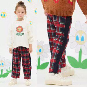 [팬콧키즈] 레터링 체크 배색 팬츠(DARK GRAY)