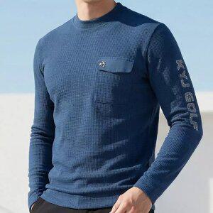 김영주골프 남성 티셔츠 긴팔 라운드 와플 신축성 베이직 티셔츠 1108