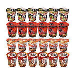 농심 신라면컵, 62g, 6개 + 튀김우동컵, 62g, 6개 + 새우탕컵, 67g 6개 + 오징어짬뽕컵