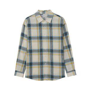 공용) 등판 그래픽 긴팔 체크셔츠(세미오버핏)_AN1WWH142-BL