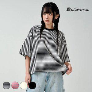 [택가 59,800원] 벤셔먼 우먼 스트라이프 크롭 반팔 티셔츠 BPBTS780F