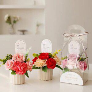 라일라 비누꽃 카네이션 로즈 화분 선물 쇼핑백 세트 가정의달 스승의날 어버이날 어린