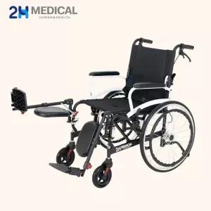 2H메디컬 거상형 라이트 휠체어 - 12.87kg 초경량 알루미늄 수동 접이식 거상 장애인 휠체어