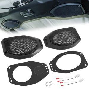 트위터 어댑터가 장착된 6.5인치/6인치 x 9인치 사운드 바 스피커 포드 어댑터 업그레이드 Jeep Wrangler JL JLU 2018-2023 및 Gladiator JT 2020-2023 탑 루프 좌우 후방 튜닝(2개 세트)