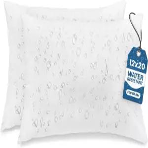 유토피아 침구 야외 베개 삽입물 12 x 20 인치 2 팩 흰색 파티오 및 현관 가구용 방수 정원 던지기