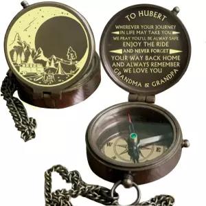 AlPath 수제 맞춤 황동 나침반 - 기념일 크리스마스 졸업식 세례 첫 성찬식 결혼식 그와 그녀를 위한 선물