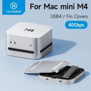Hagibis USB4 하드 드라이브 인클로저 Thunderbolt 5/4 외부 SSD와 호환되는 Mac Mini 호환 M4/M4 Pro용 40
