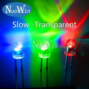 50pcs 3MM /느린 RGB 플래시 빨간색 녹색 파란색 무지개 멀티 컬러 F3 발광 다이오드 라운드 LED DIY