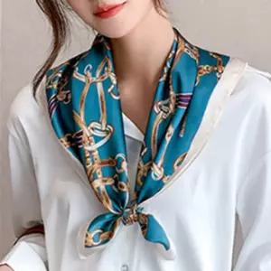 여성 사각 정사각스카프70 실키 에스닉 롱 초록색 큰스카프 봄 가을 여름머플러 파란색 양면