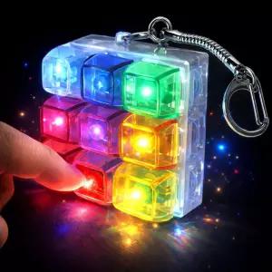 무지개 딸깍이 키링 LED 키보드 9구 열쇠고리 피젯