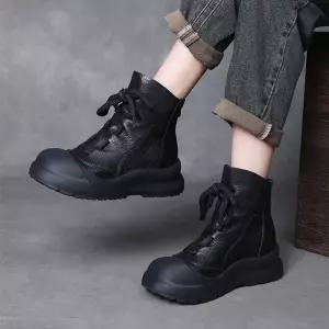 여자 빈티지 단화 앵클 부츠 두층소가죽 워커 추동 키높이 에스닉 차차기 러블리 라운드 워커힐 신발 다올4