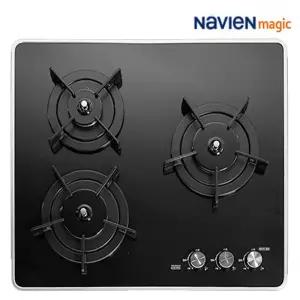 나비엔매직 GRB-6303 3구 빌트인 가스레인지 매립형 가스쿡탑 건전지식 블랙법랑 타공 560x480