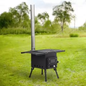 [비투비월드][엣모어]힐링캠핑 접이식 화목난로 야외 연통 우드스토브