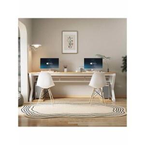 2인용 책상 일자형 데스크 등 120x60x65 2400 폭좁은 공부방 단독