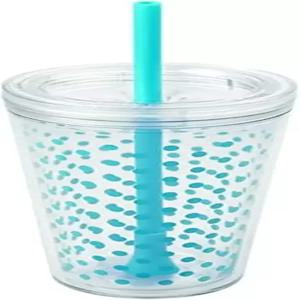 탈착식 빨대 24온스 시안 블루 도트가 있는 콥코 미니머스 이중 벽 단열 텀블러