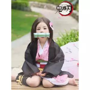 귀멸의 칼날 어린이 의상 Cos 할로윈 네즈코 코스프레 부모님과 입는 함께