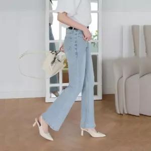 ONM 봄가을 여자 키작녀 나팔 부츠컷 청바지 데님 팬츠