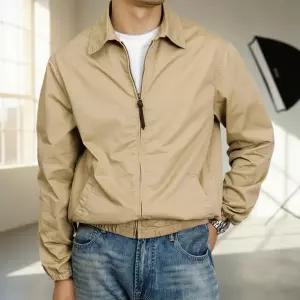 에노브 남성 간절기 면 헤링턴자켓 워싱 코튼 블루종 점퍼 아우터 출근룩 미니멀