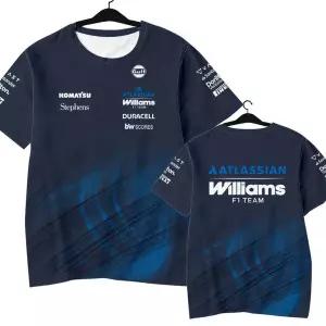 여름 반팔 레이싱 자켓 재킷 점퍼 유니폼 모터팀 2026 윌리엄스 F1 팀 슈트 포뮬러 팬용 속건성 티셔츠 남