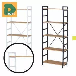 깔끔정리 철제책장 5단 선반장 진열장 책꽂이 서재용 수납용 인테리어 다용도 장식장 원목선반 거실용 가구