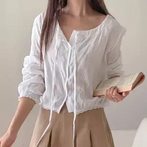 포포라 레이스 순면 블루종 블라우스_S4662