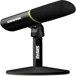 Shure MV6 게이밍 마이크 - 탭 투 뮤트 노이즈 캔슬링 데스크톱 스탠드 및 3.5mm 헤드폰 모니터링 블랙