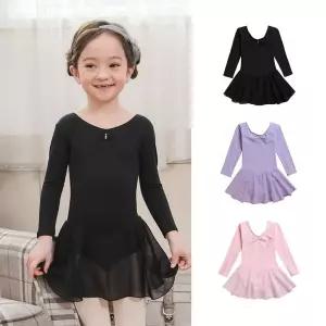 긴팔 쉬폰 발레복 여아 유아 동 3~10세 세트 아동 심플 치마