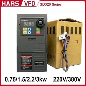 케이블 포함 VFD 주파수 변환기, 가변 드라이브 인버터, 220V, 380V, 0.75KW, 2.2KW, 3KW, VSD, 1 상, 3 상