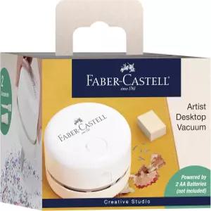 페이버-카스텔 미니 책상 진공청소기 배터리 작동 및 데스크탑 진공 노즐 포함 휴대용 흰색 - 가정 학교