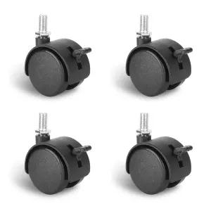 데일리나르 4팩 1.5인치 회전 스템 캐스터 휠 교체 가구 잠금 브레이크 미터 나사형 M8 테이블 서랍 식물